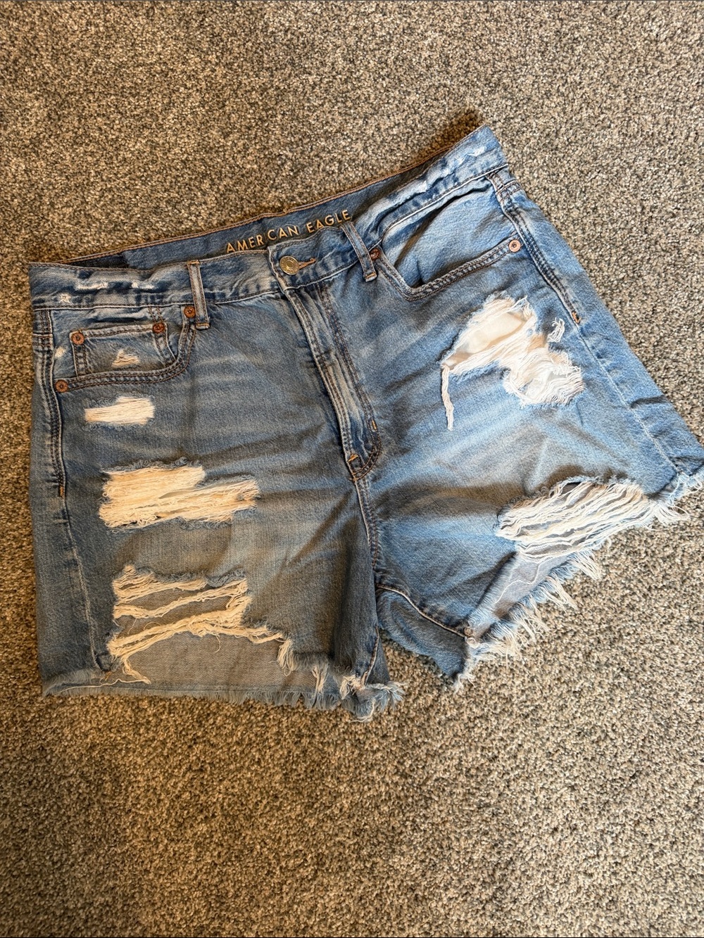 American Eagle Outfitters Light Blue Distressed Jean Shorts